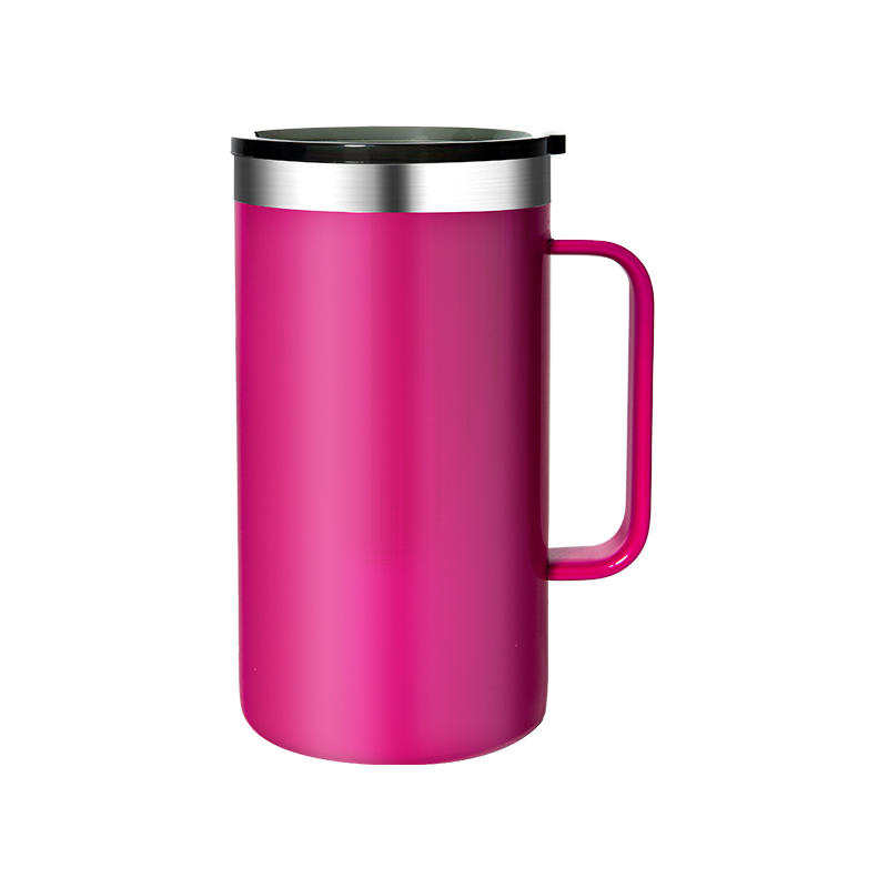 24oz Stainless steel insulated tall travel mug with handle and lid