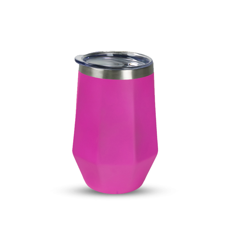 12oz Insulated stainless steel diamond shape wine tumbler wide mouth