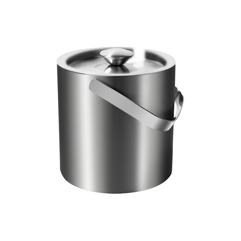 Double wall stainless steel insulated ice bucket with handle and lid